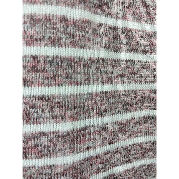 Thread & Supply Women's Striped Pullover 1/4 Zip Sweatshirt in Pink and White Si - Picture 10 of 16
